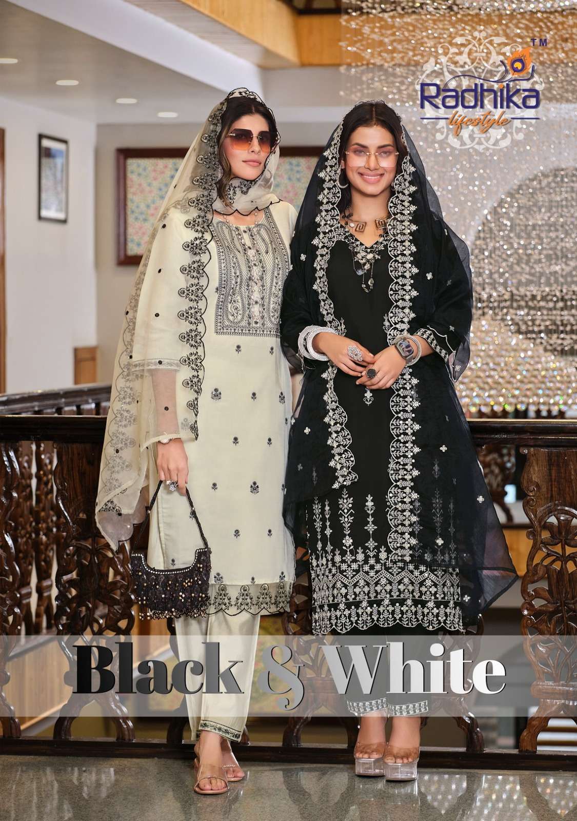 BLACK & WHITE VOL-1 BY RADHIKA LIFESTYLE 1001 TO 1004 SERIES ROMAN SILK DRESSES