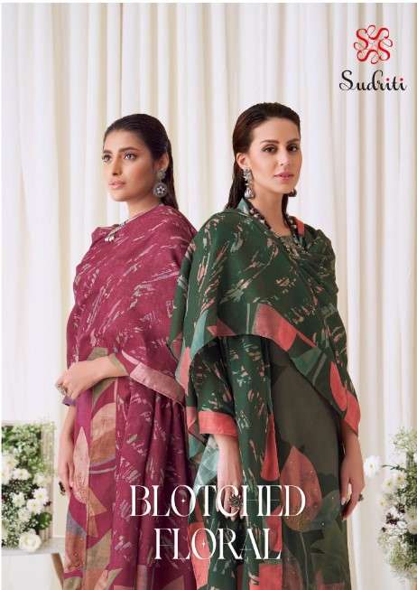 BLOTCHED FLORAL BY SUDRITI DESIGNER PURE PASHMINA DIGITAL PRINT  DRESSES