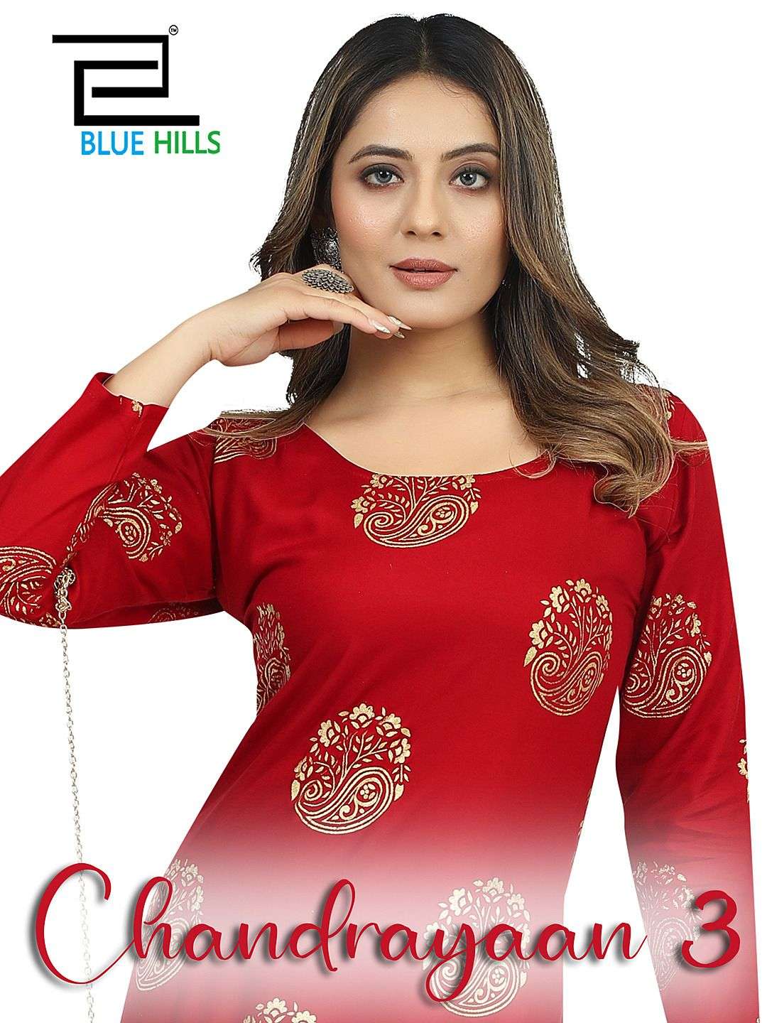 CHANDRAYAAN VOL-03 BY BLUE HILLS DESIGNER RAYON 14 KG FOIL PRINT KURTIS