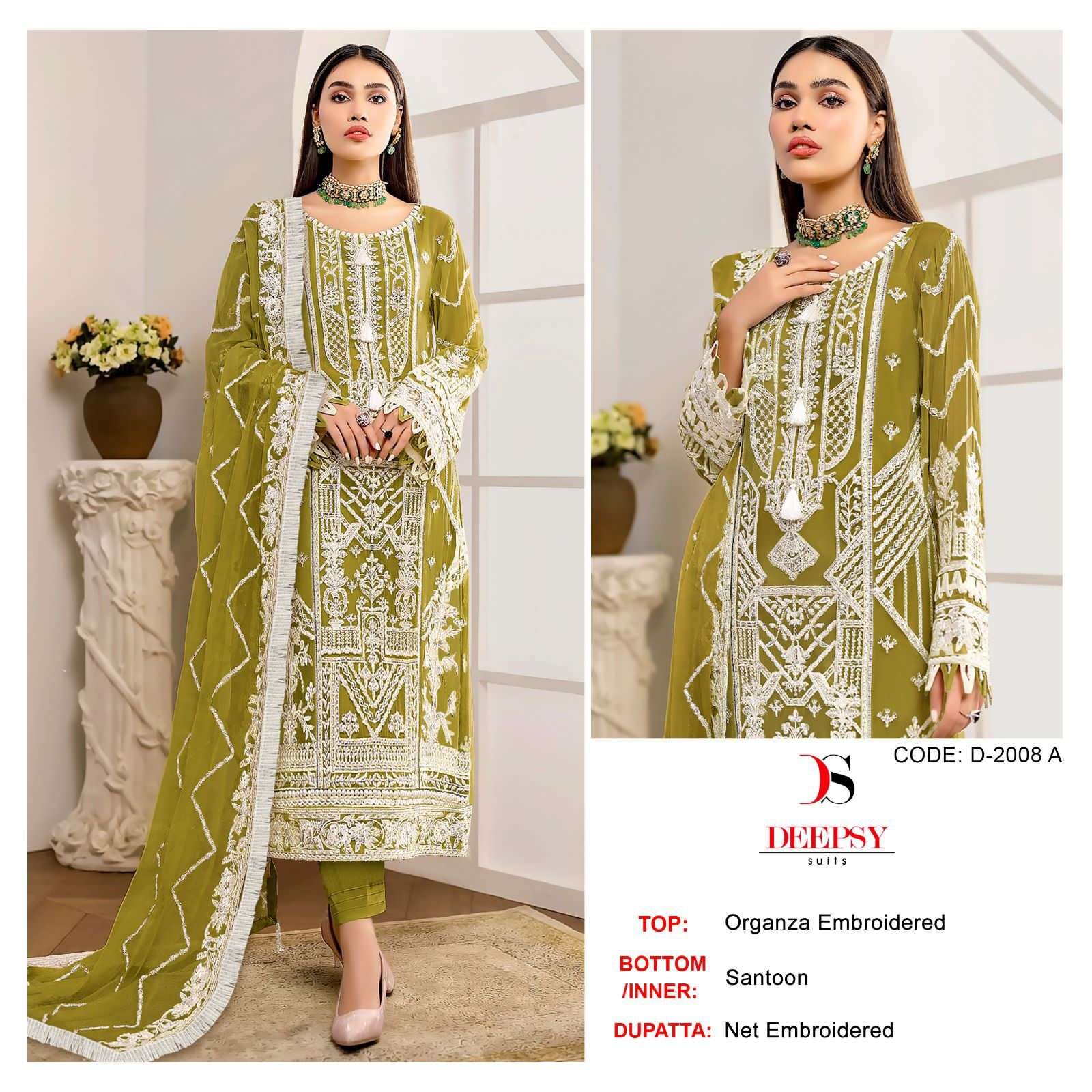 D-2008 COLOURS BY DEEPSY SUITS HEAVY ORGANZA EMBROIDERY PAKISTANI DRESS