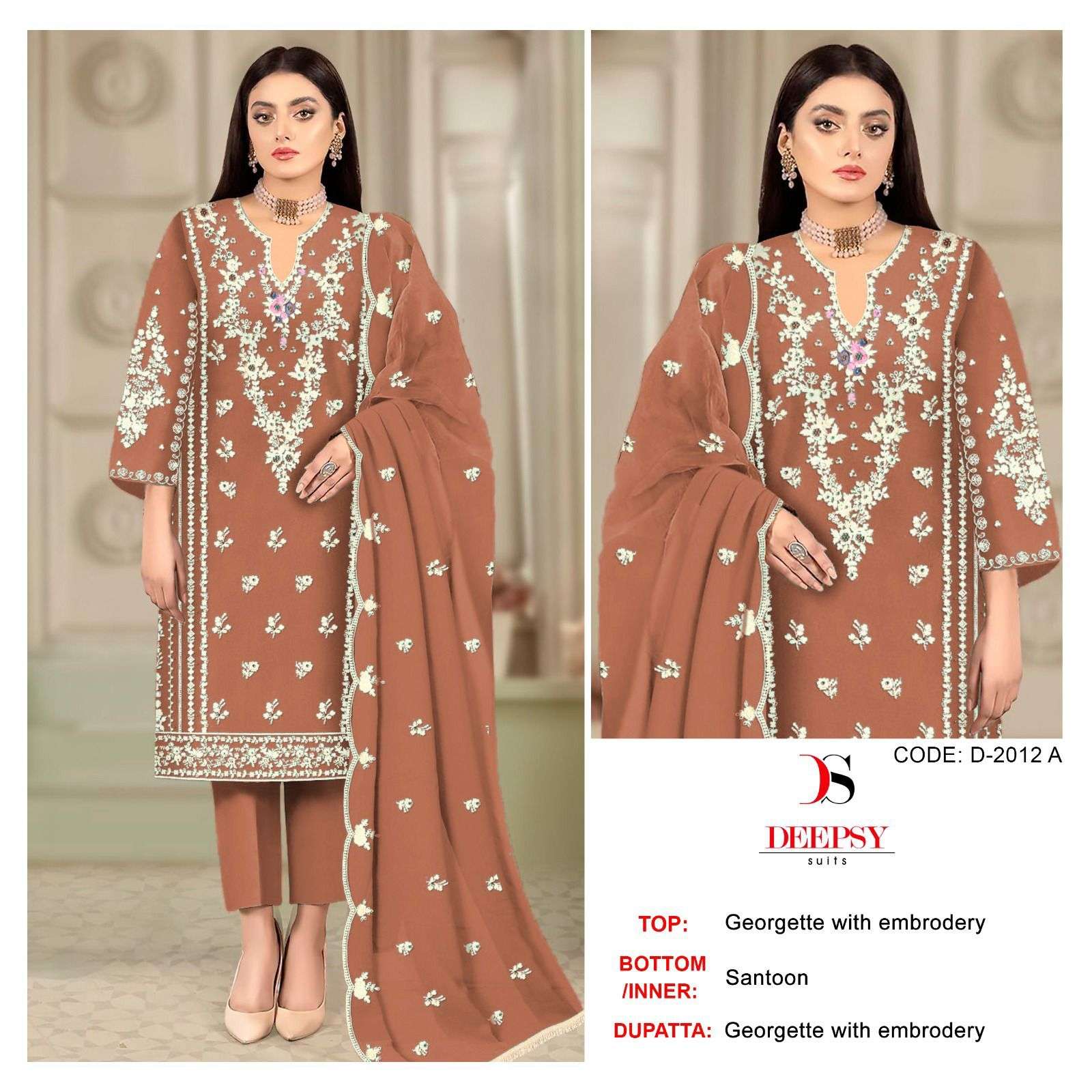 D-2012 COLOURS BY DEEPSY SUITS GEORGETTE EMBROIDERY PAKISTANI DRESS