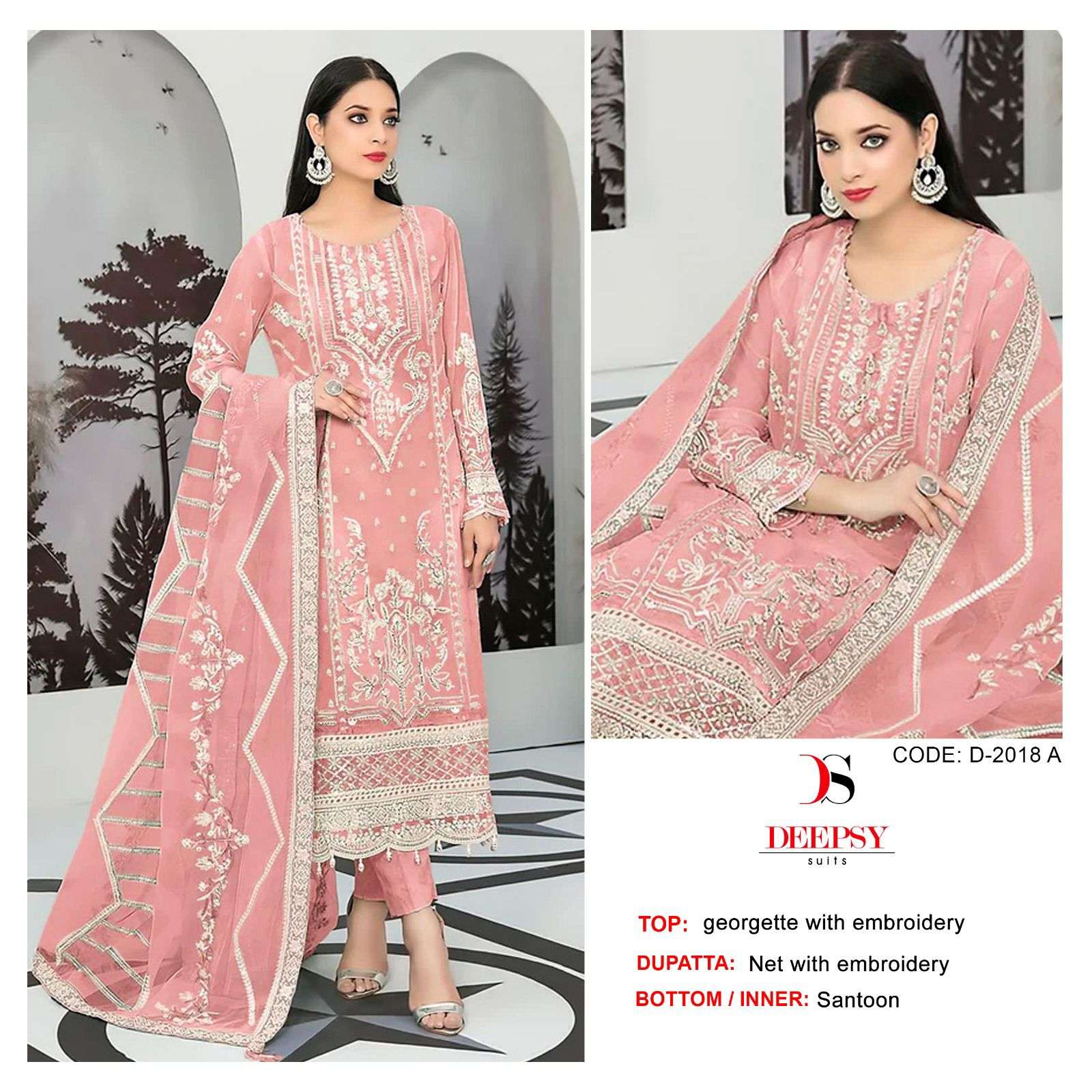 D-2018 COLOURS BY DEEPSY SUITS GEORGETTE EMBROIDERY PAKISTANI DRESS