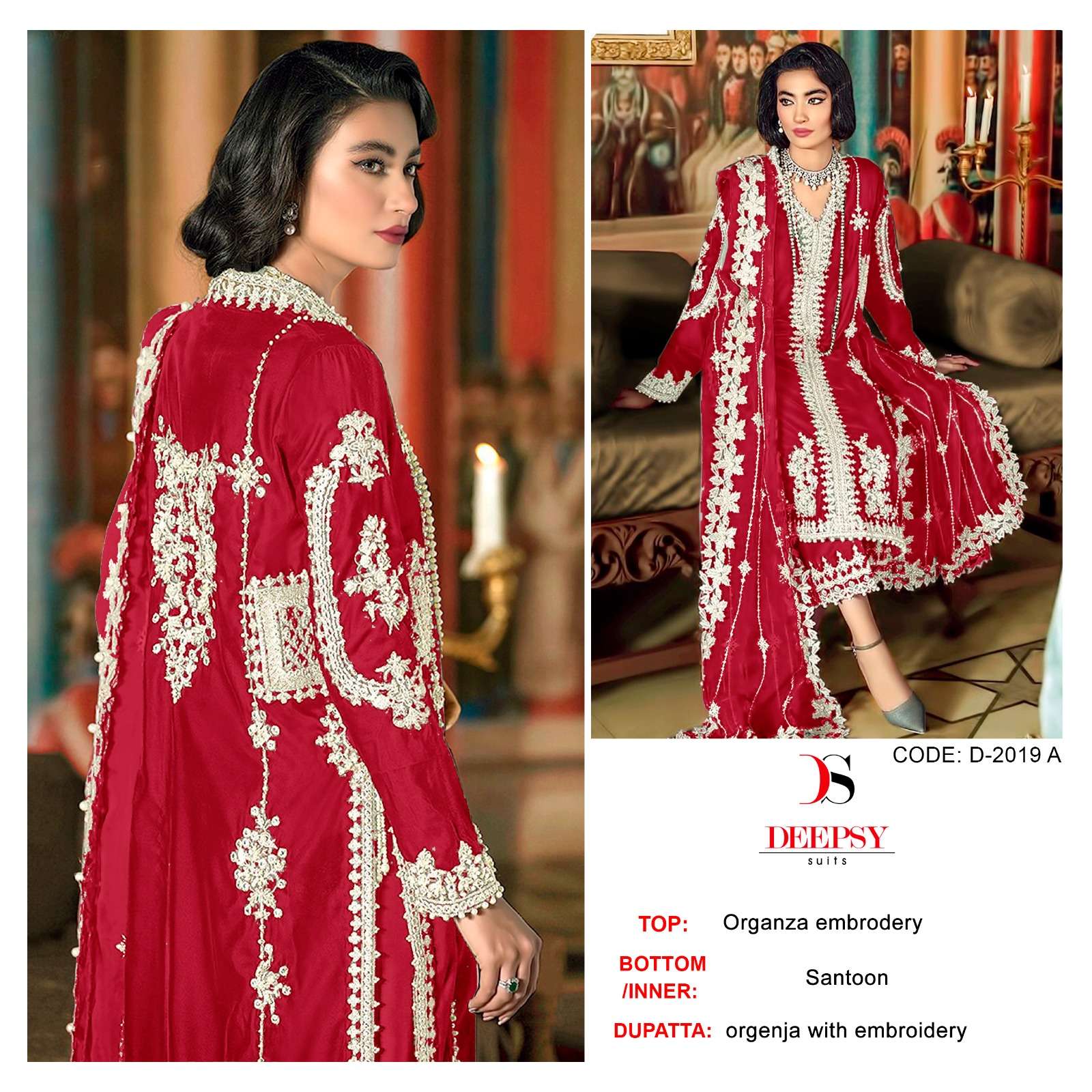 D-2019 COLOURS BY DEEPSY SUITS ORGANZA  EMBROIDERY PAKISTANI DRESSES