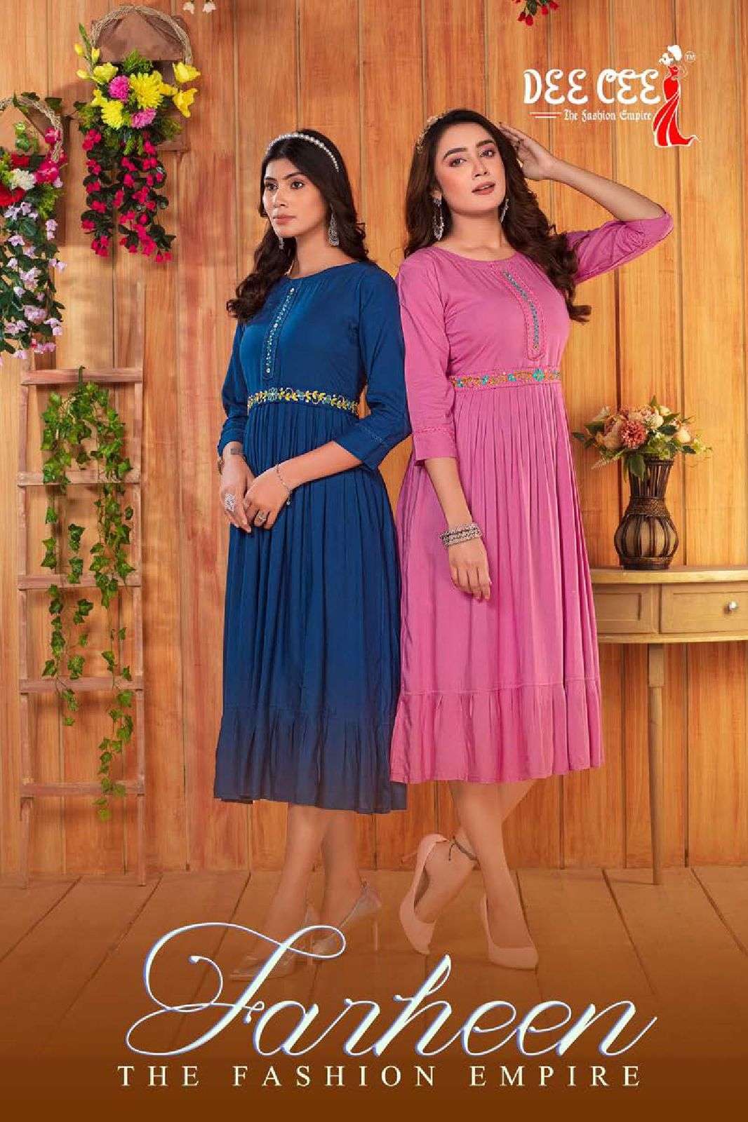 FARHEEN BY DEE CEE 1001 TO 1006 SERIES DESIGNER RAYON PRINT KURTIS