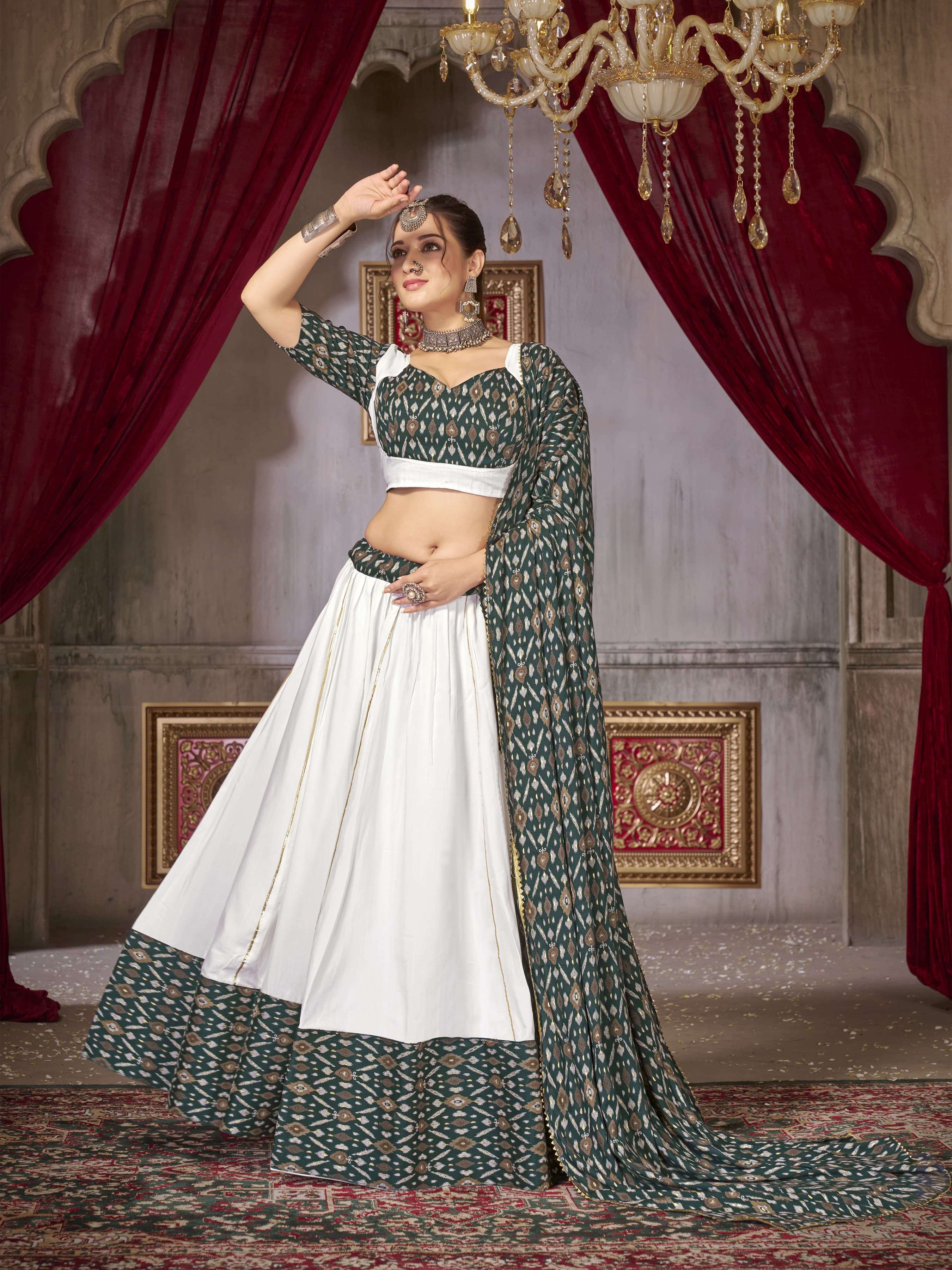 GHOOMAR BY ASLIWHOLESALE DESIGNER COTTON HEAVY EMBROIDERY LEHENGAS