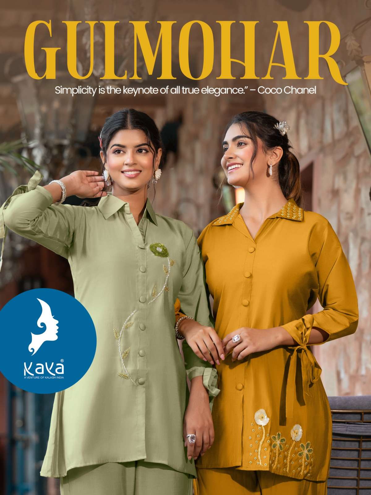 GULMOHAR BY KAYA 01 TO 08 SERIES DESIGNER ROMAN SILK PRINTED CO-ORD SETS