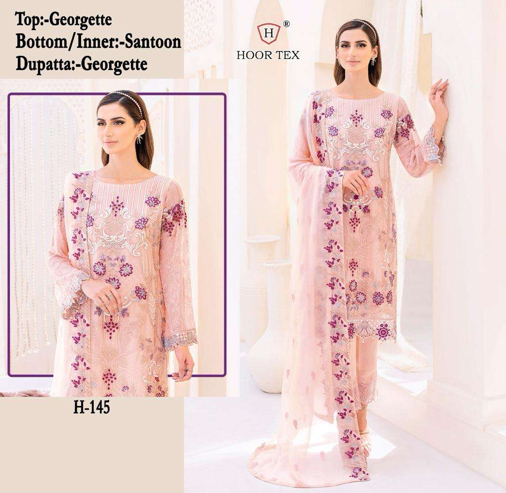 H-145 HIT DESIGN BY HOOR TEX HEAVY DESIGNER FAUX GEORGETTE WORK DRESSES