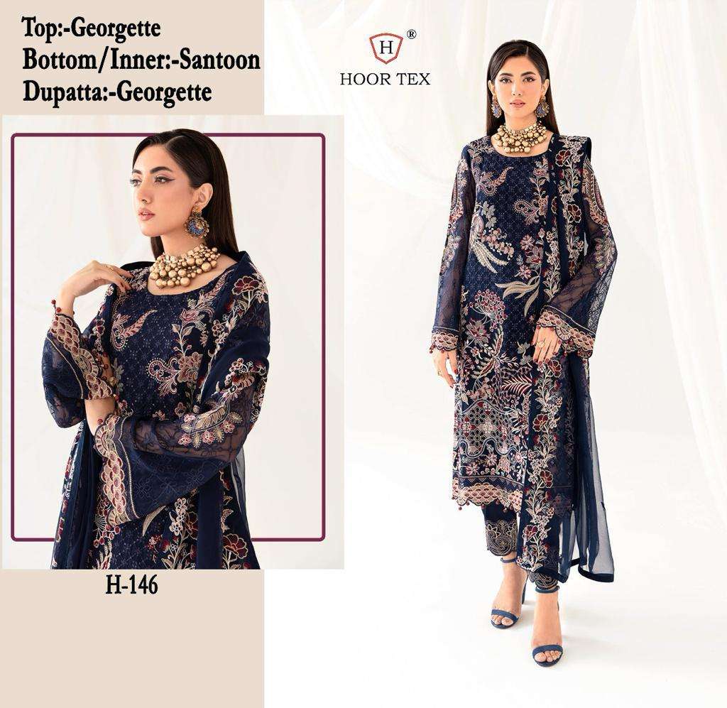 H-146 COLOUR BY HOOR TEX HEAVY DESIGNER FAUX GEORGETTE WORK DRESSES