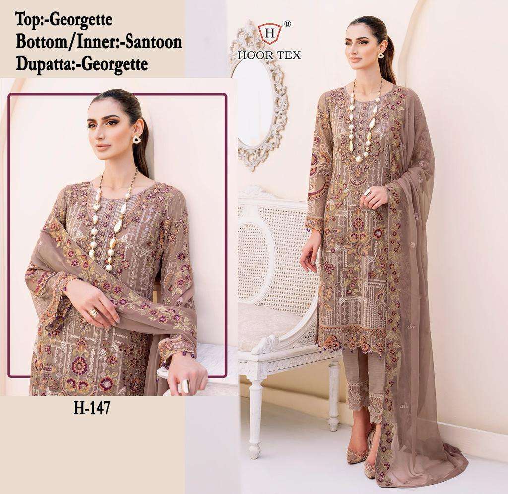 H-147 HIT DESIGN BY HOOR TEX HEAVY DESIGNER FAUX GEORGETTE WORK DRESSES