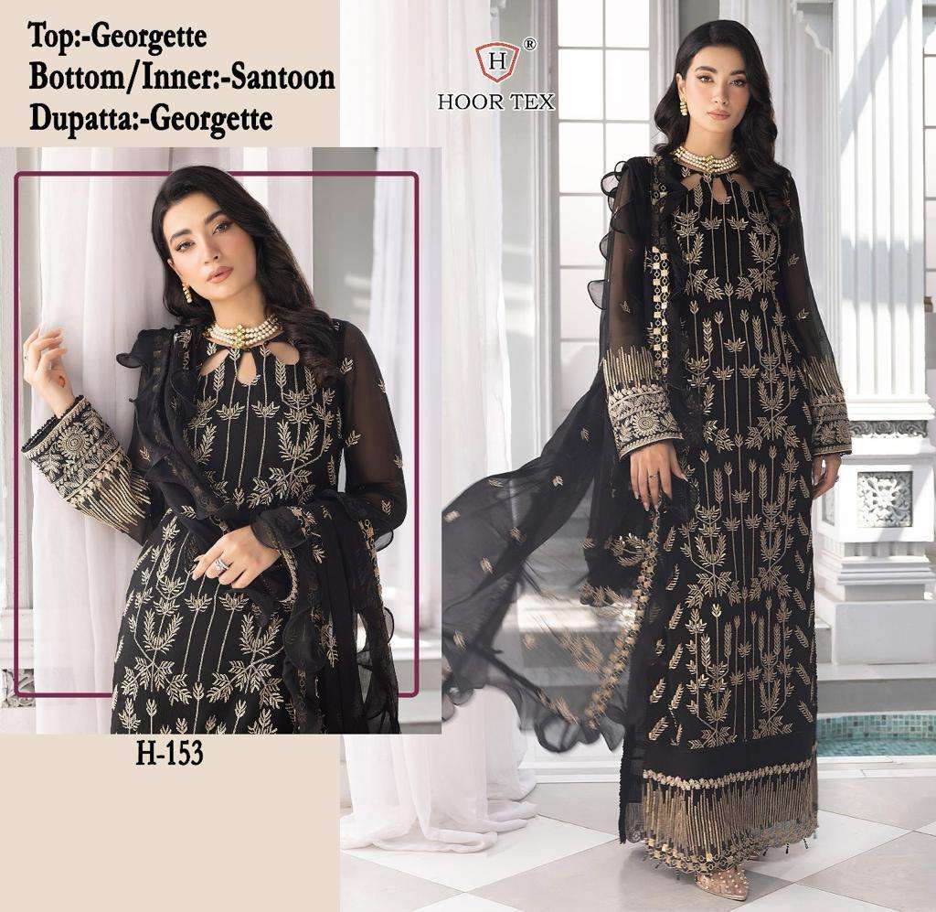 H-153 HIT DESIGN BY HOOR TEX DESIGNER FAUX GEORGETTE WORK DRESSES