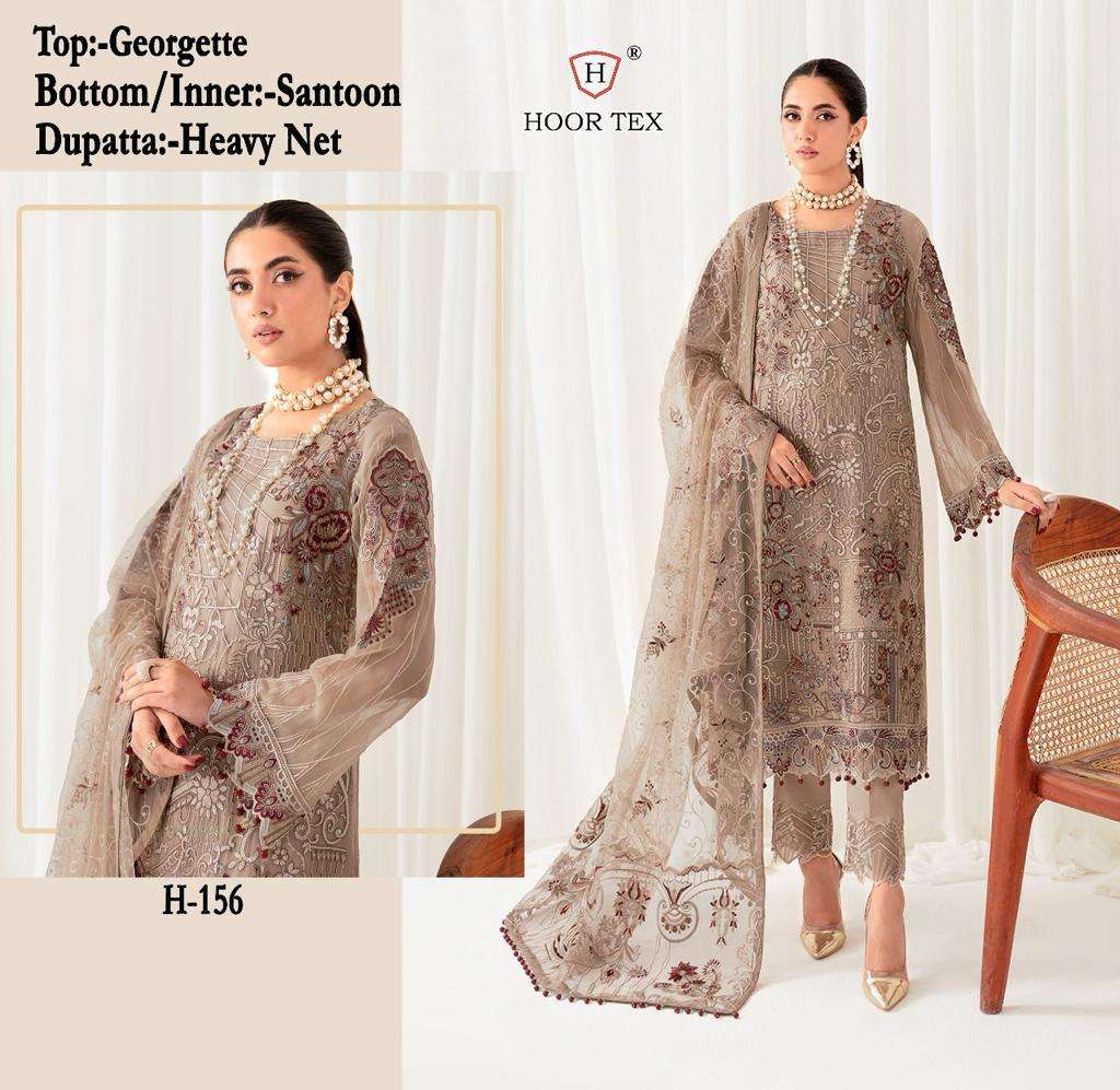 H-156 HIT DESIGN BY HOOR TEX DESIGNER FAUX GEORGETTE WORK DRESSES