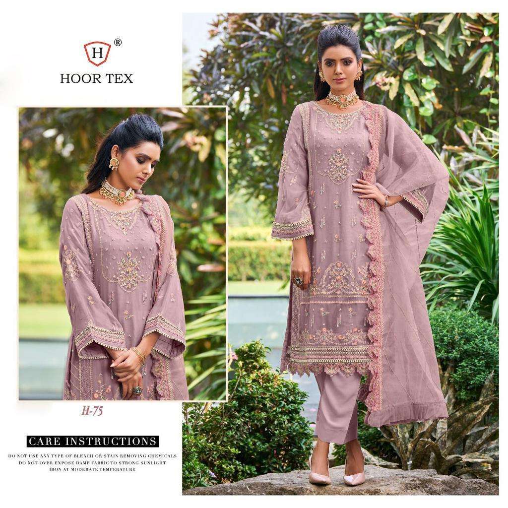 H-75 HIT DESIGN BY HOOR TEX HEAVY DESIGNER FAUX GEORGETTE WORK DRESSES