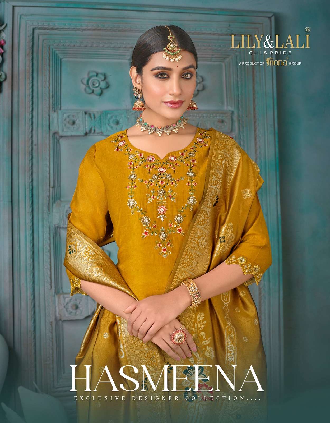 HASMEENA BY LILY AND LALI 13601 TO 13606 SERIES ORGANZA VISCOSE WORK DRESSES