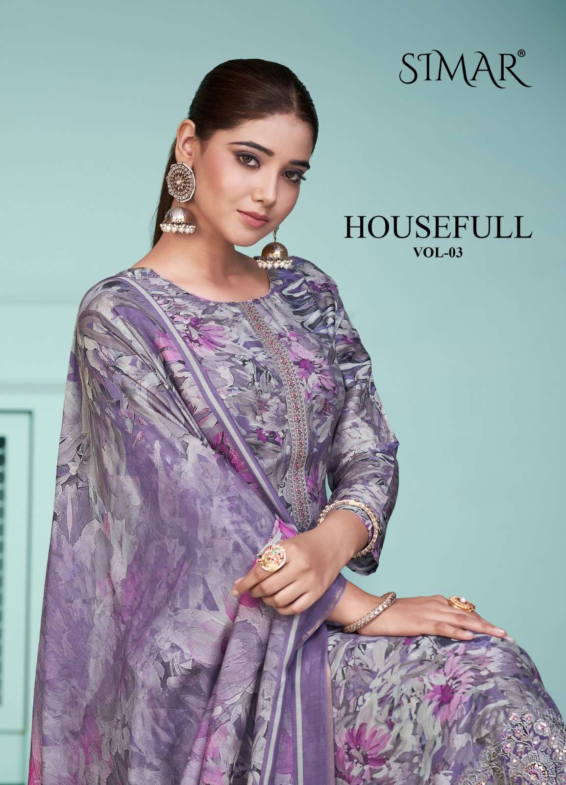 HOUSEFULL VOL-3 BY SIMAR 153 TO 157 SERIES VISCOSE MUSLIN WORK DRESSES