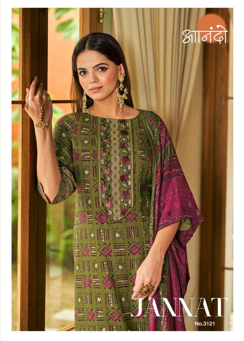 JANNAT BY JAY VIJAY DESIGNER FANCY PASHMINA SILK WORK PRINT DRESSES