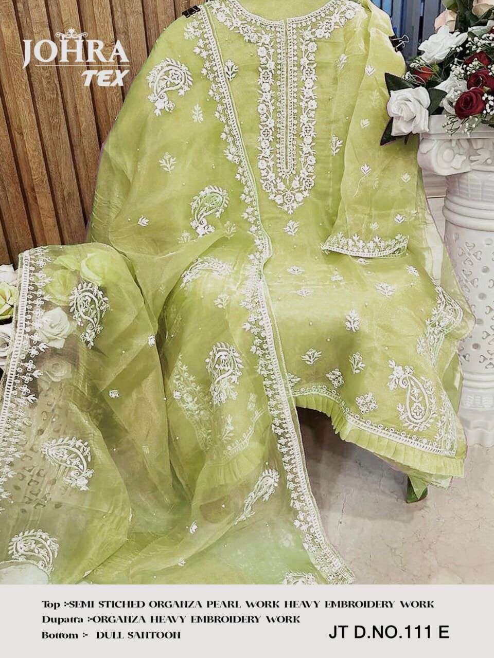 JT-111 NX BY JOHRA TEX ORGANZA HEAVY EMBROIDERY PAKISTANI DRESS