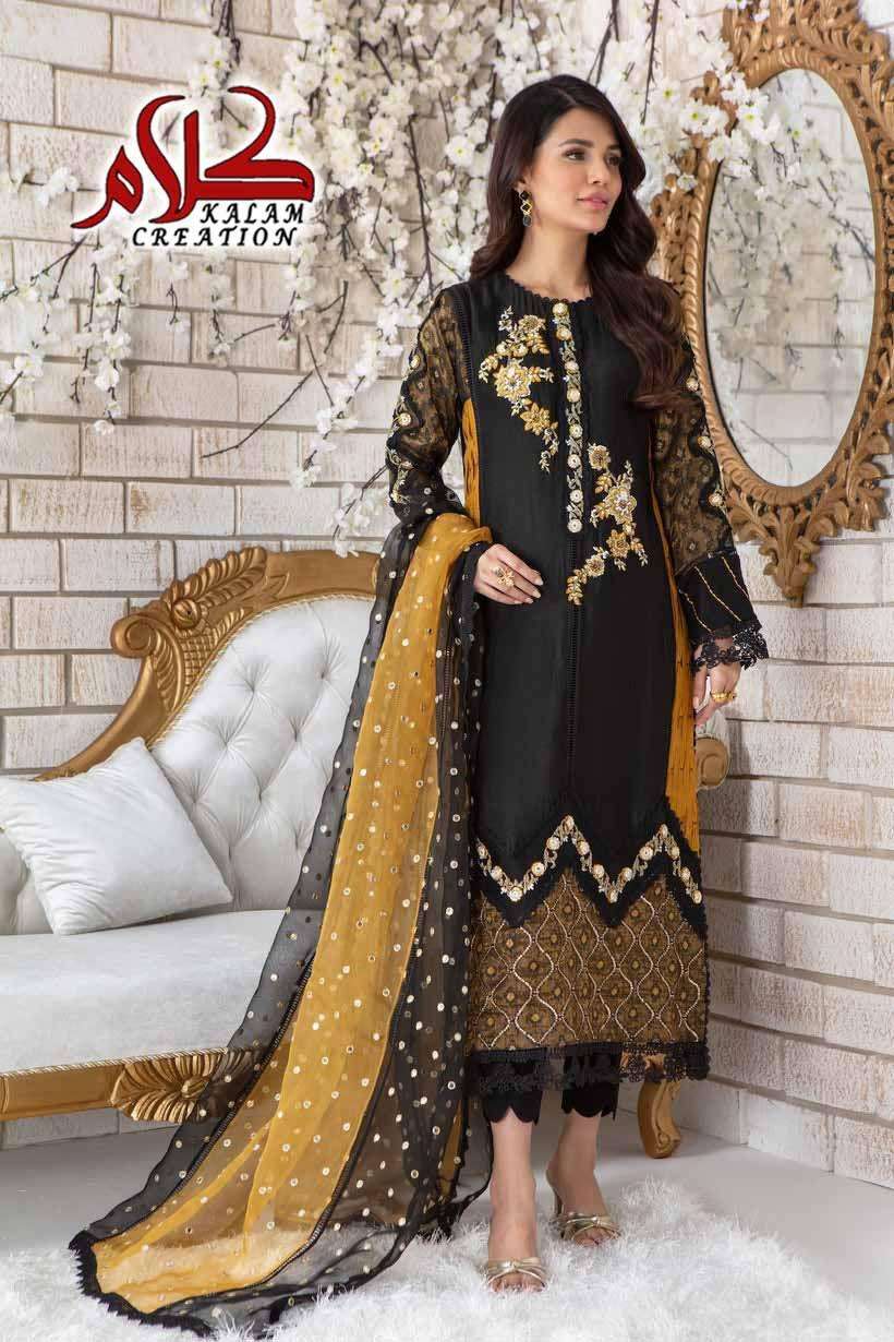 KALAM CREATION 1122 BY ASLIWHOLESALE GEORGETTE EMBROIDERY STITCHED DRESS