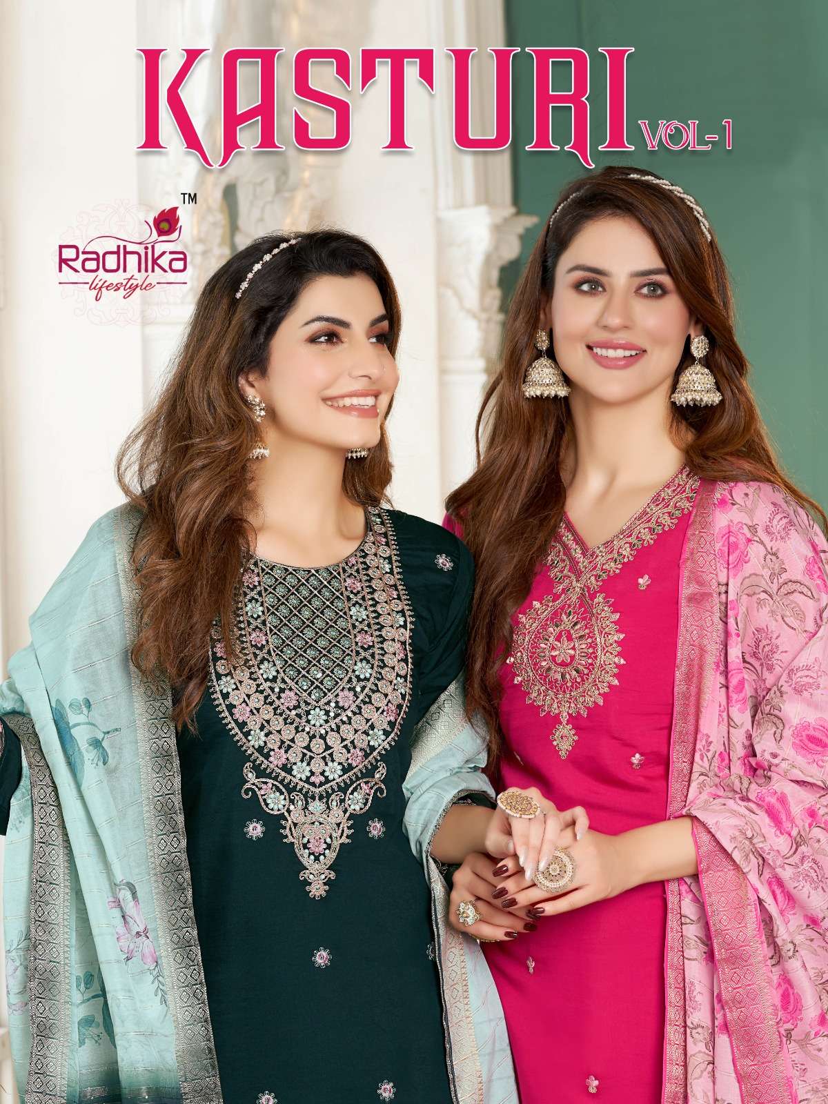 KASTURI VOL-1 BY RADHIKA LIFESTYLE 1001 TO 1006 SERIES ROMAN SILK DRESSES