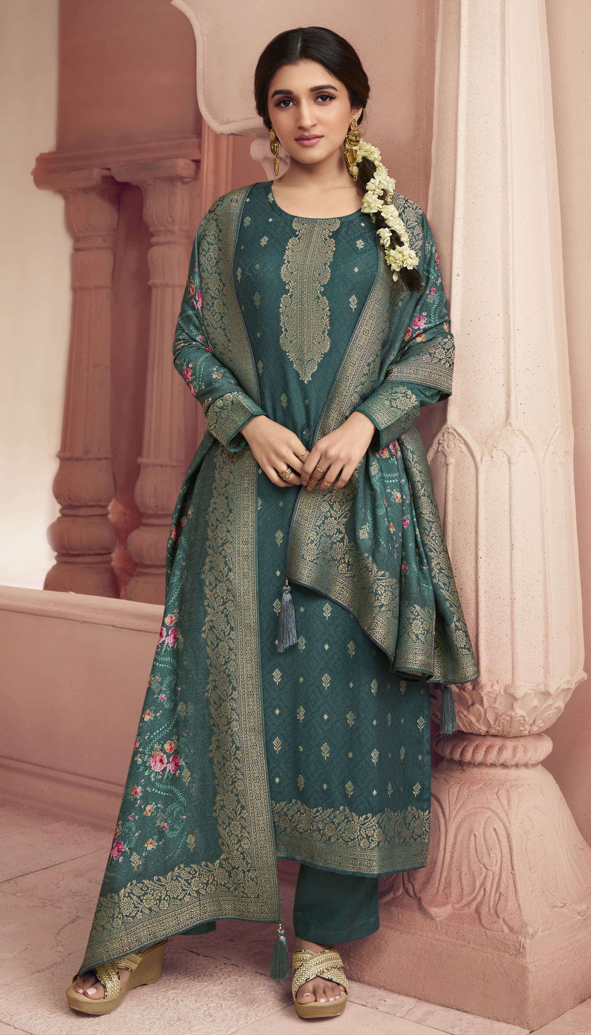 KERVIN AADHIRA-4 BY VINAY FASHION VISCOSE PASHMINA JACQUARD EMBROIDERY DRESSES