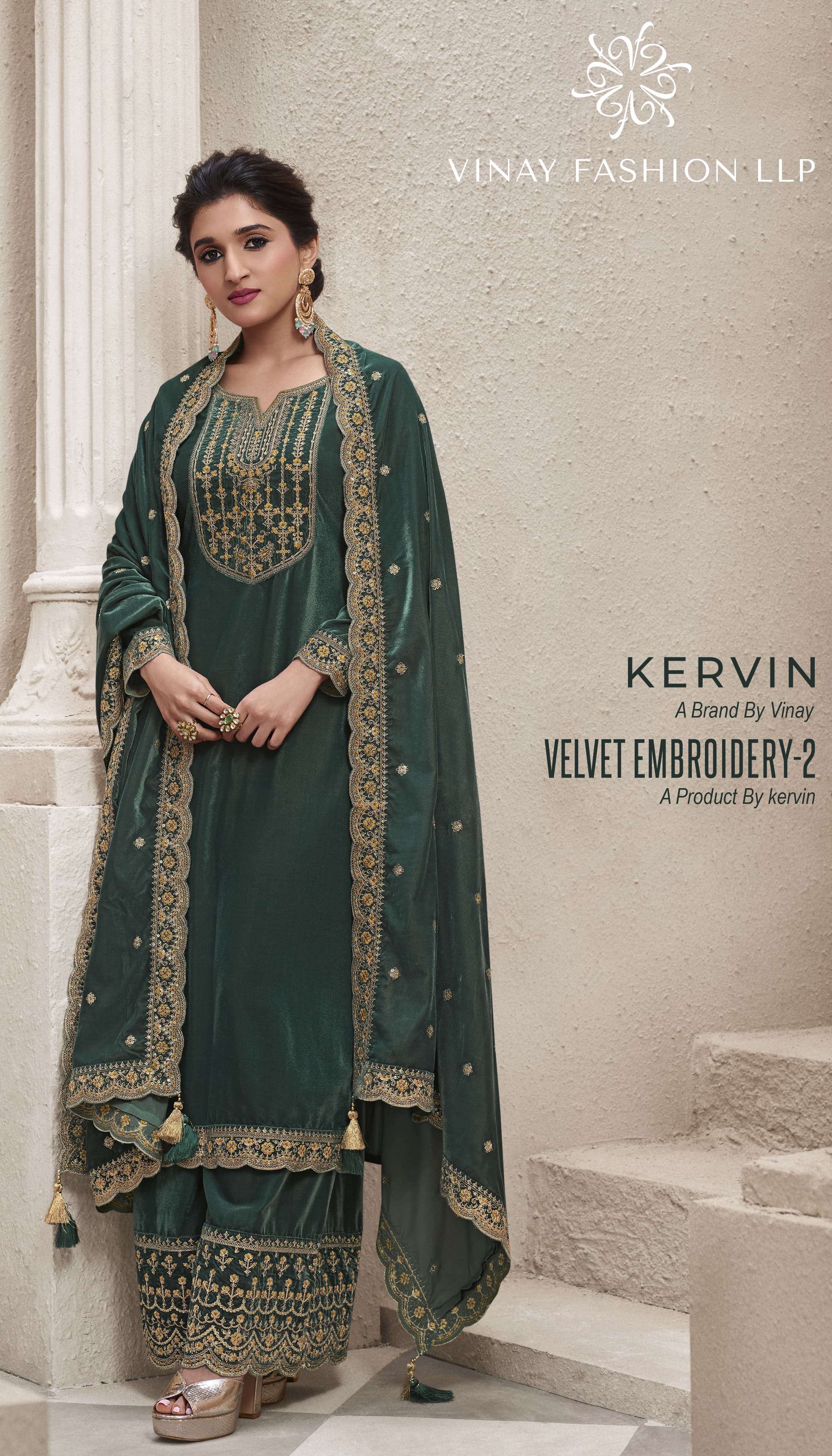 KERVIN VELVET VOL-2 BY VINAY FASHION 65941 TO 65946 SERIES VELVET EMBROIDERY DRESSES