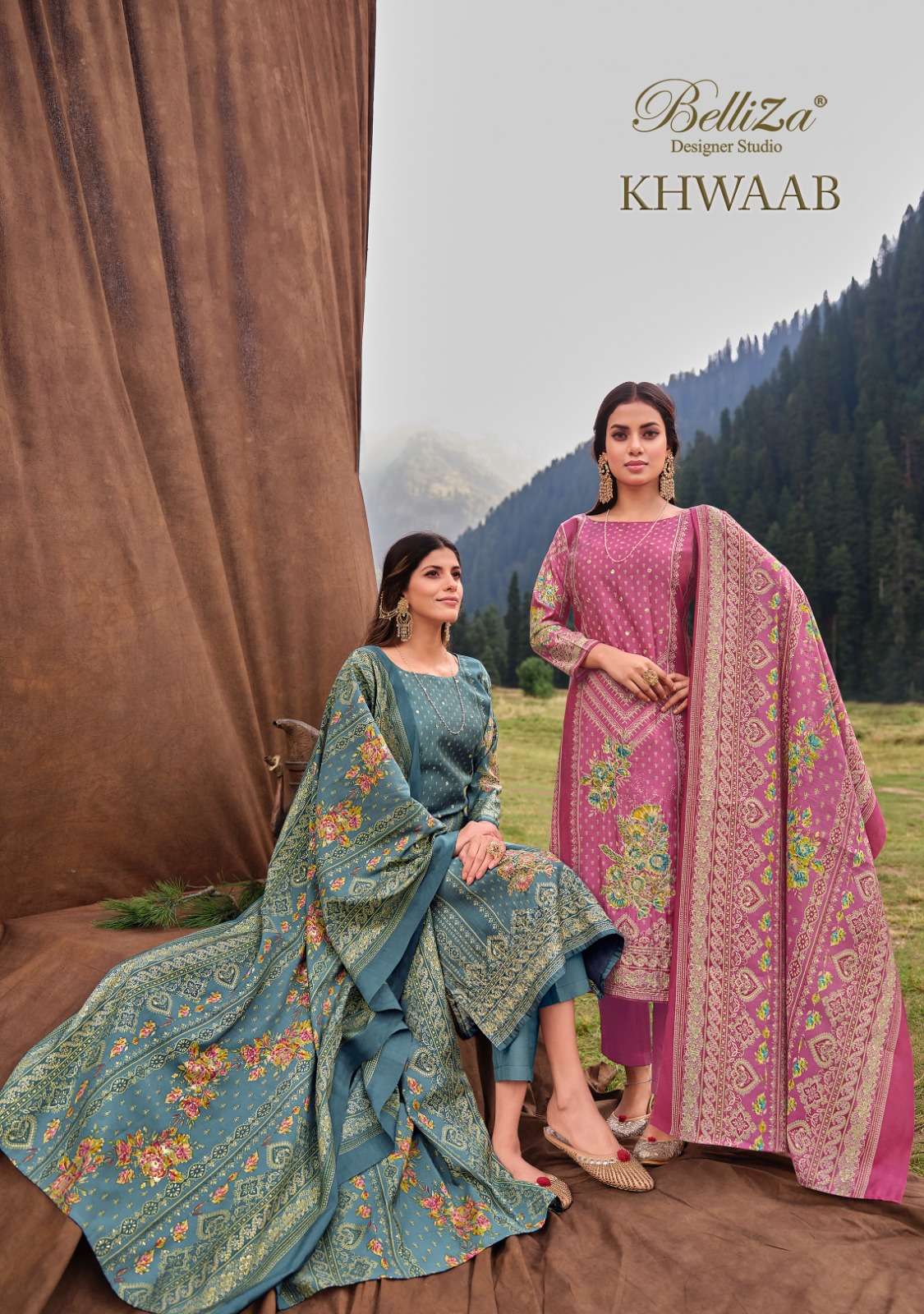 KHWAAB BY BELLIZA 831-001 TO 831-008 SERIES VISCOSE MUSLIN EMBROIDERY DRESSES