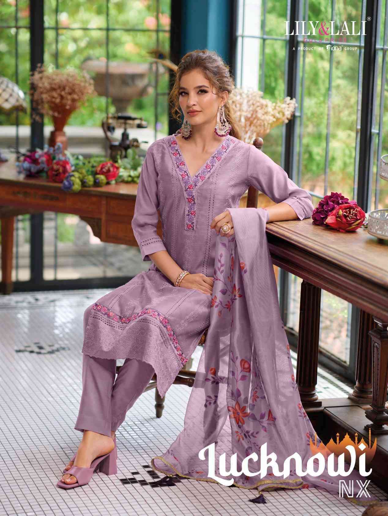 LUCKNOWI NX BY LILY AND LALI 13801 TO 13806 SERIES HANDWORK SILK DRESSES