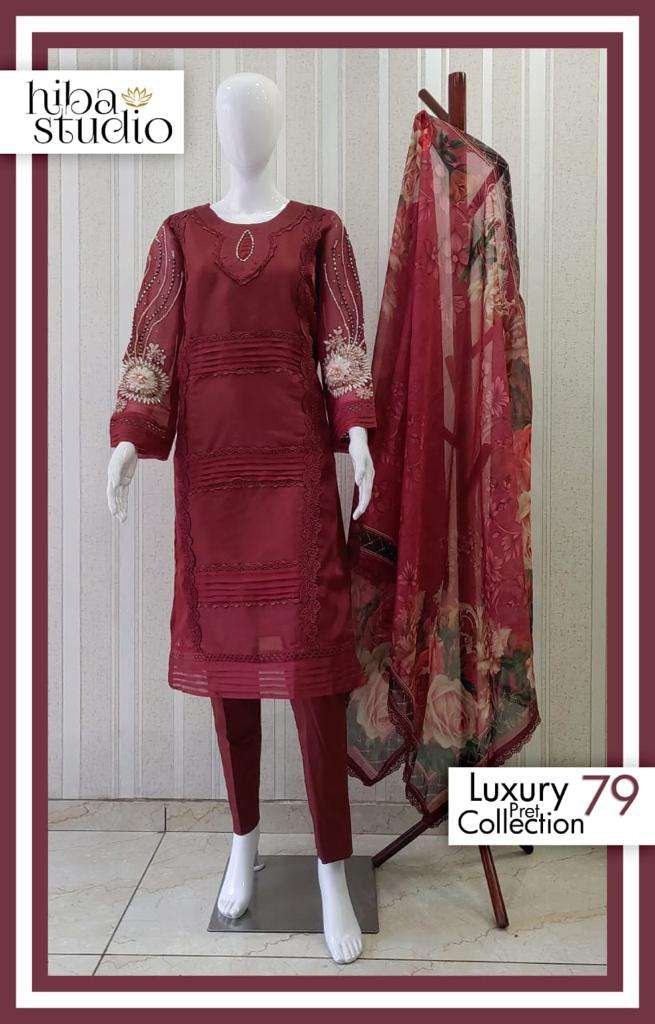 LUXURY PRET COLLECTION VOL-79 BY HIBA STUDIO ORGANZA PAKISTANI  DRESSES