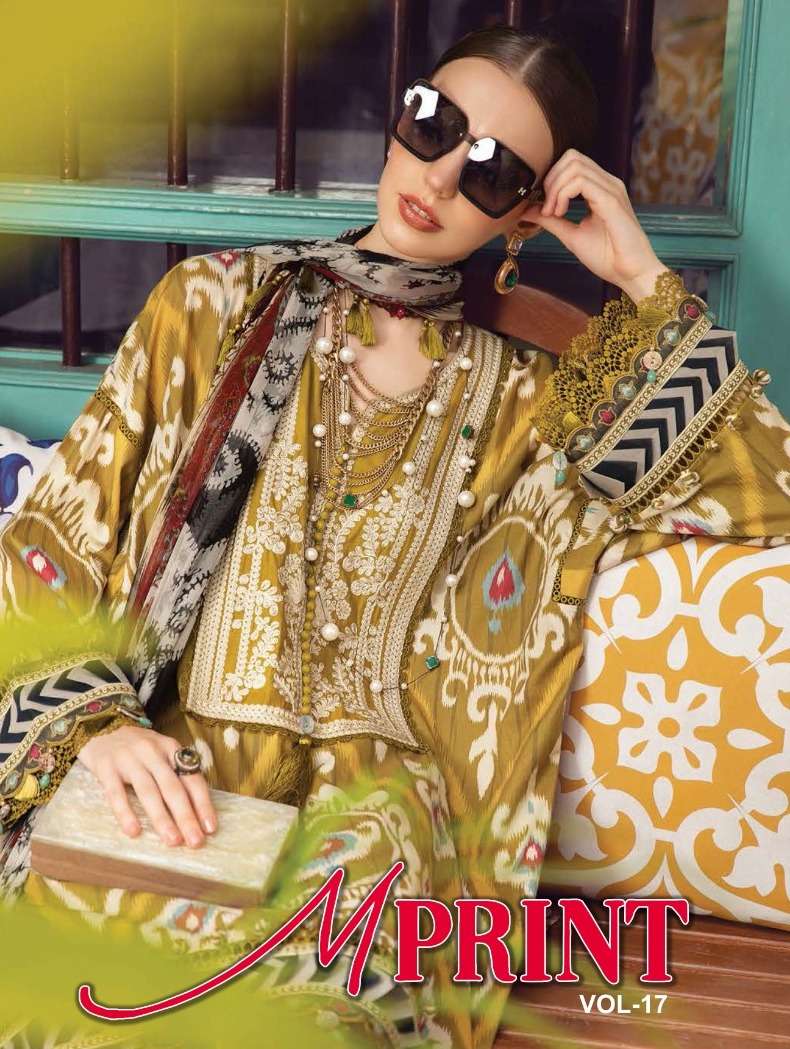 M.PRINTS VOL-17 BY SHRADDHA DESIGNER 17001 TO 17004 SERIES LAWN PAKISTANI DRESSES