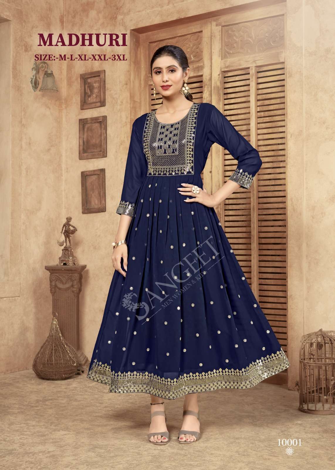 MADHURI BY BANWERY 10001 TO 1006 SERIES FAUX GEORGETTE PRINT GOWNS