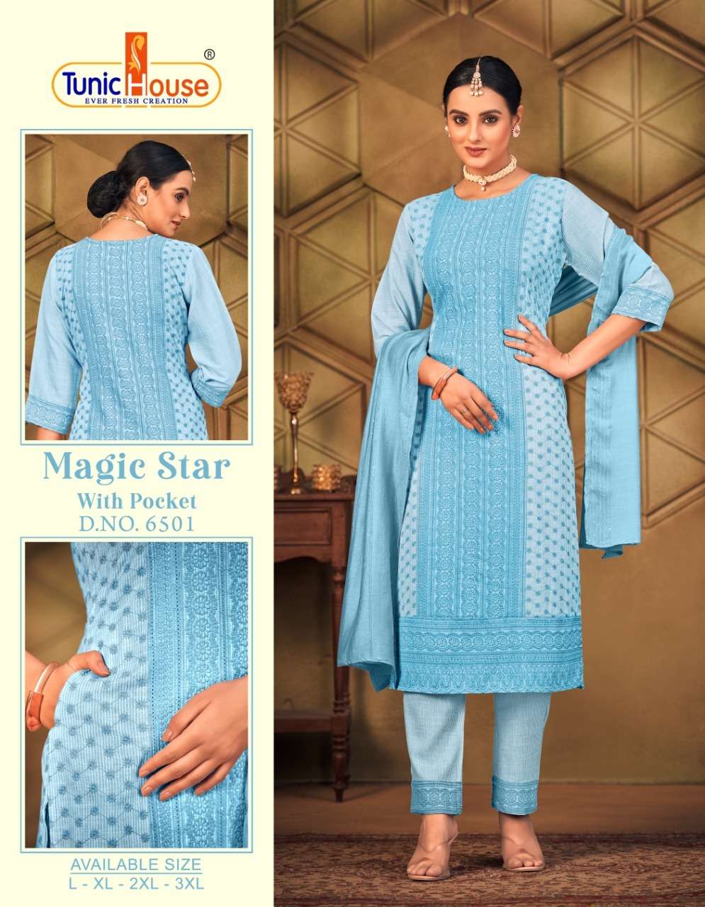 MAGIC STAR BY TUNIC HOUSE 65001 TO 65008 SERIES VISCOSE RAYON WORK DRESSES