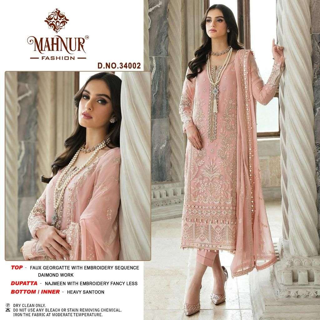 MAHNUR VOL-34 BY MAHNUR FASHION 34001 TO 34002 SERIES GEORGETTE PAKISTANI DRESSES