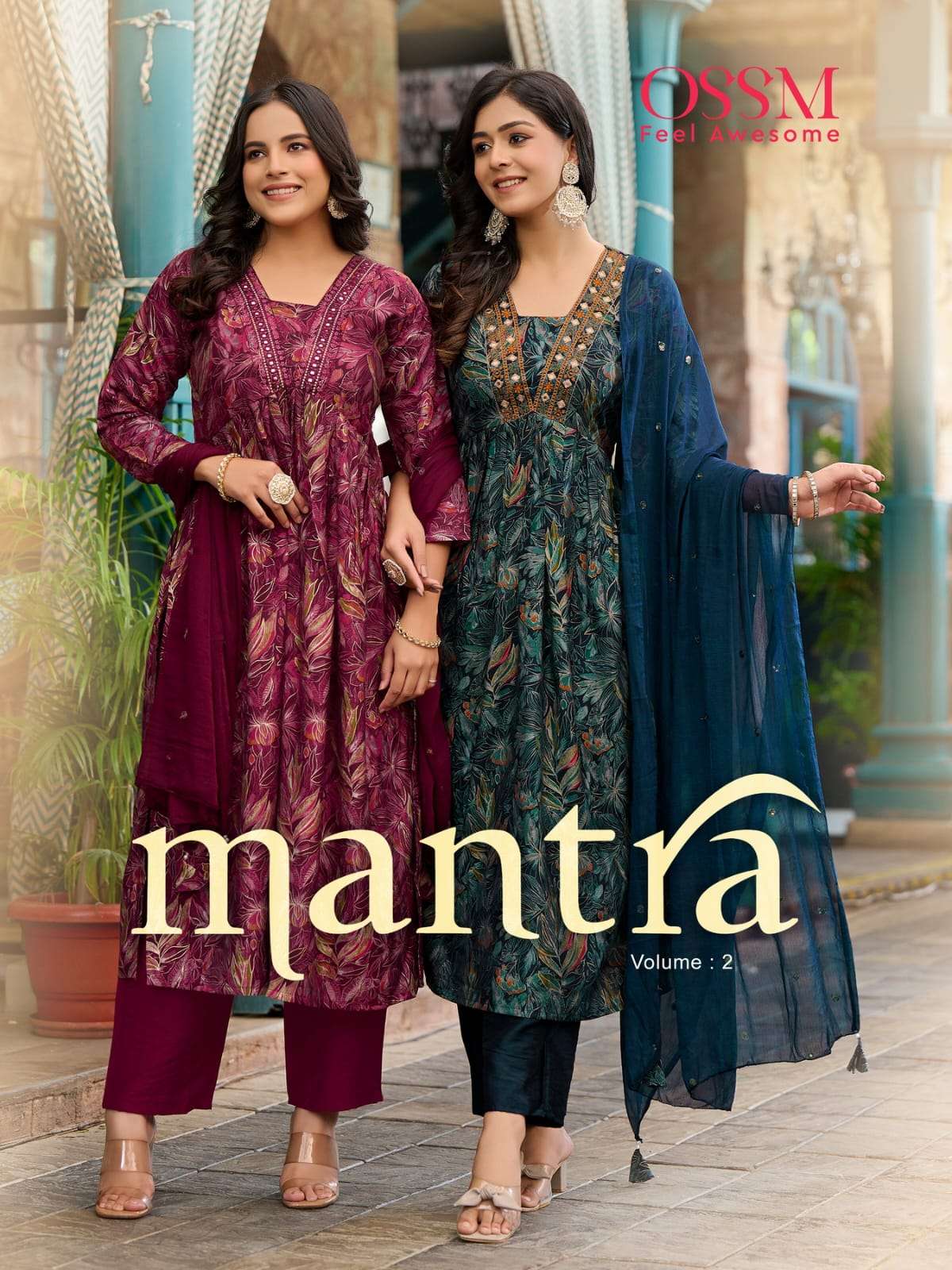 MANTRA VOL-2 BY OSSM 101 TO 106 SERIES CHANDERI EMBROIDERY STITCHED DRESSES