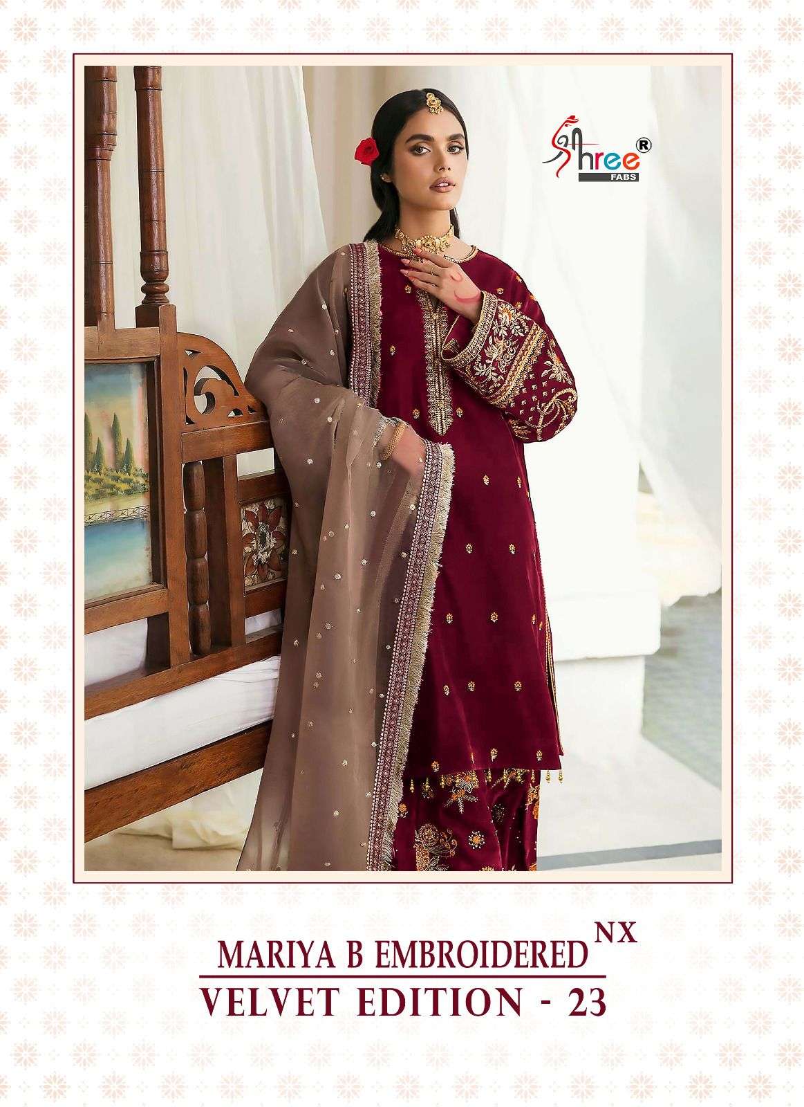 MARIYA B EMBROIDERED VELVET 23NX BY SHREE FABS PURE 9000 VELVET PAKISTANI DRESSES