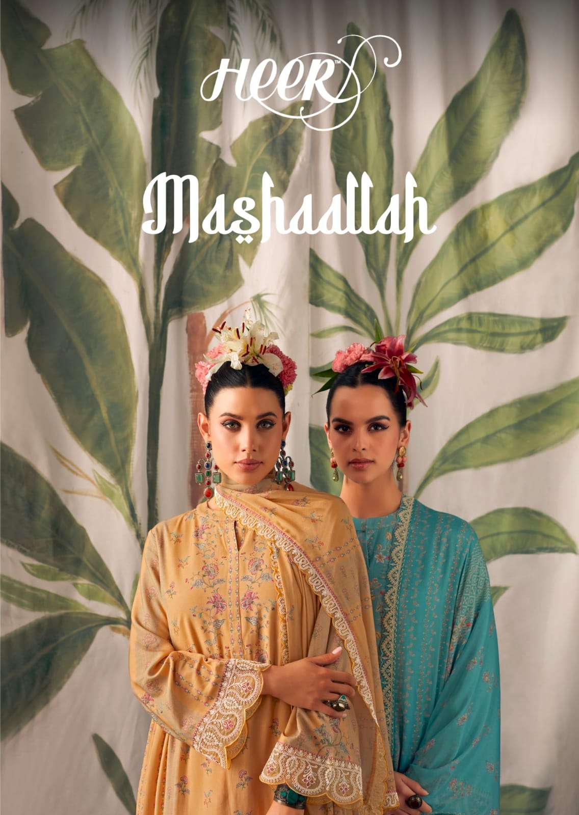 MASHALLAH BY HEER 9221 TO 9228 SERIES PURE PASHMINA SILK PRINT DRESSES