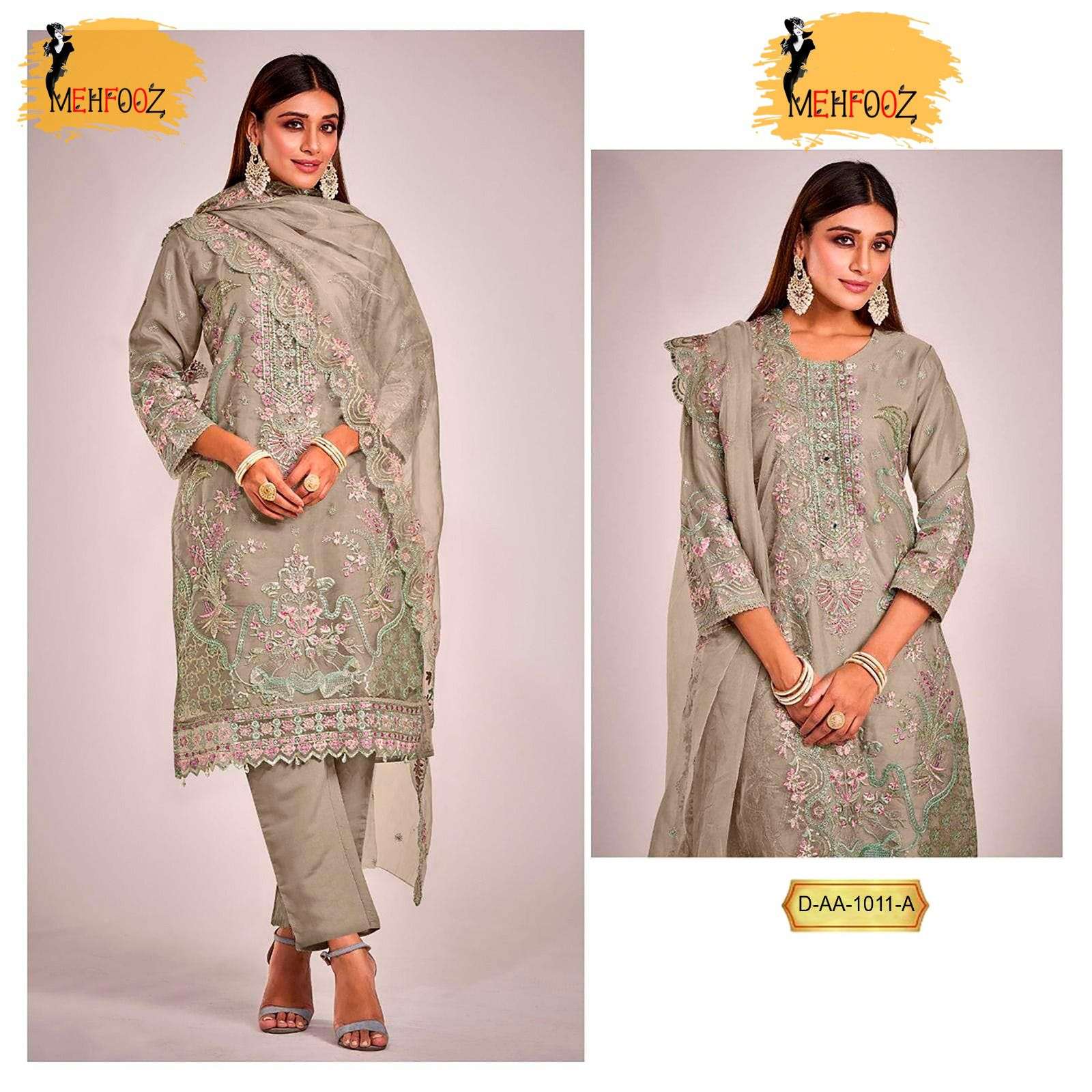 MEHFOOZ 1011 NX BY ASLIWHOLESALE ORGANZA EMBROIDERY PAKISTANI DRESSES