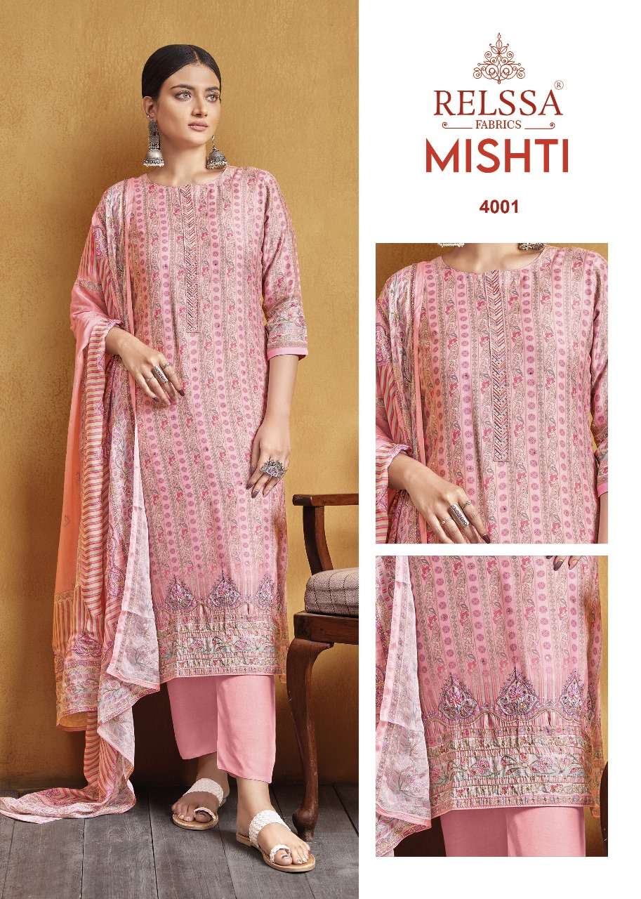 MISHTI BY RELSSA 4001 TO 4003 SERIES SUPERIOR CREPE PRINT DRESSES