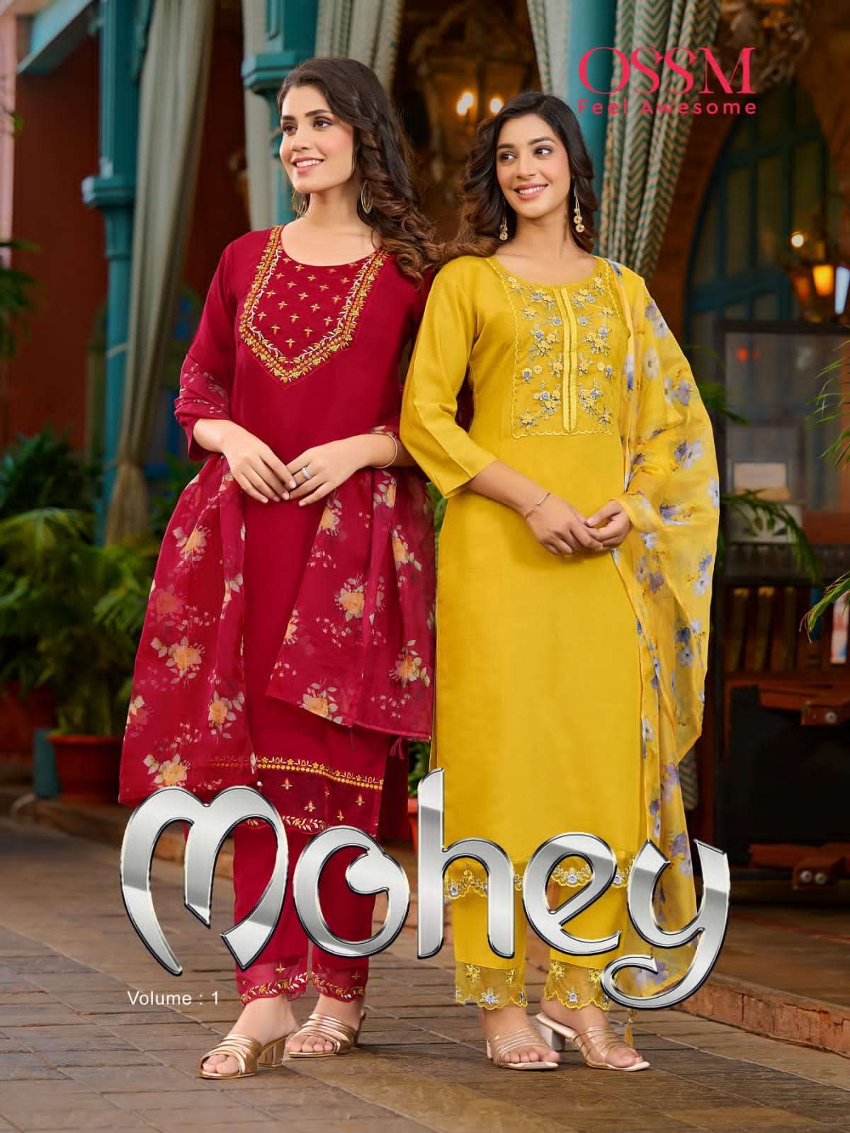 MOHEY BY OSSM 101 TO 106 SERIES FANCY PURE VISCOSE ROMAN SILK DRESSES