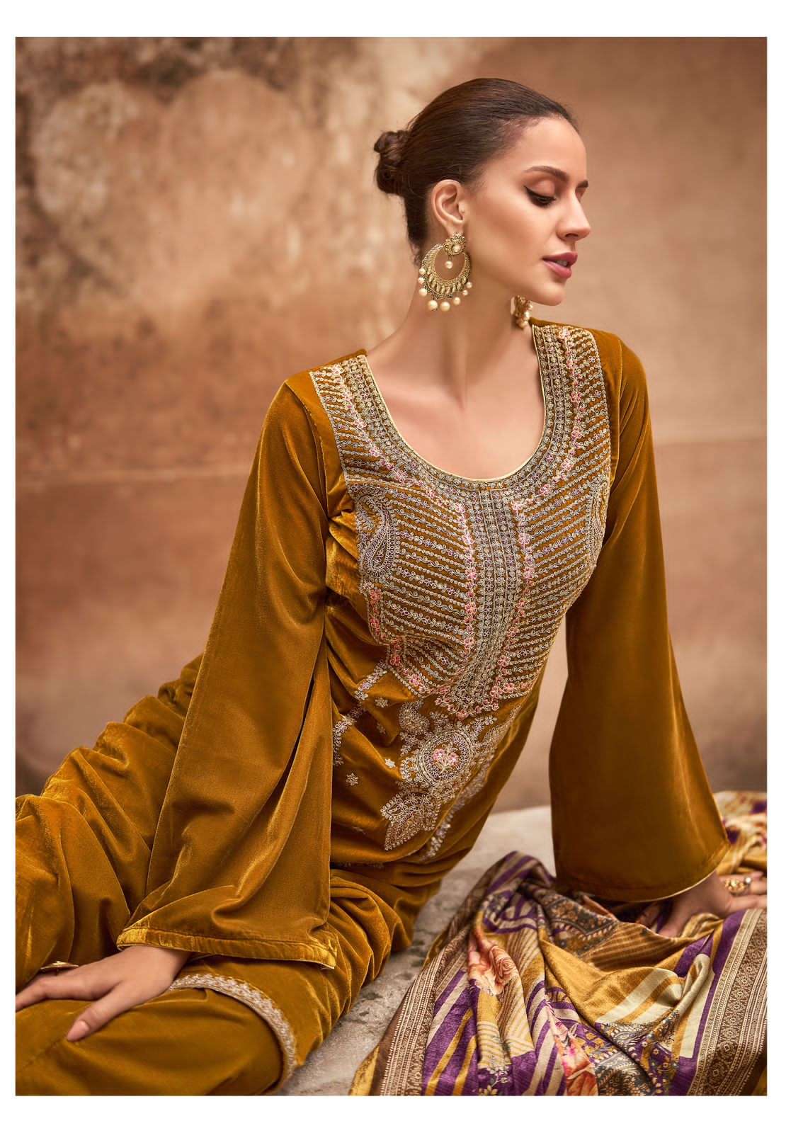 MRIDULA BY MUMTAZ ARTS 72001 TO 72005 SERIES VISCOSE VELVET DRESSES