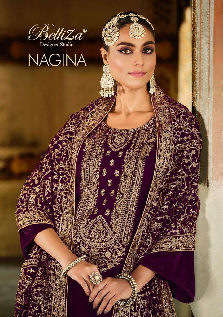 NAGINA BY BELLIZA 826-001 TO 826-006 SERIES VELVET EMBROIDERY DRESSES