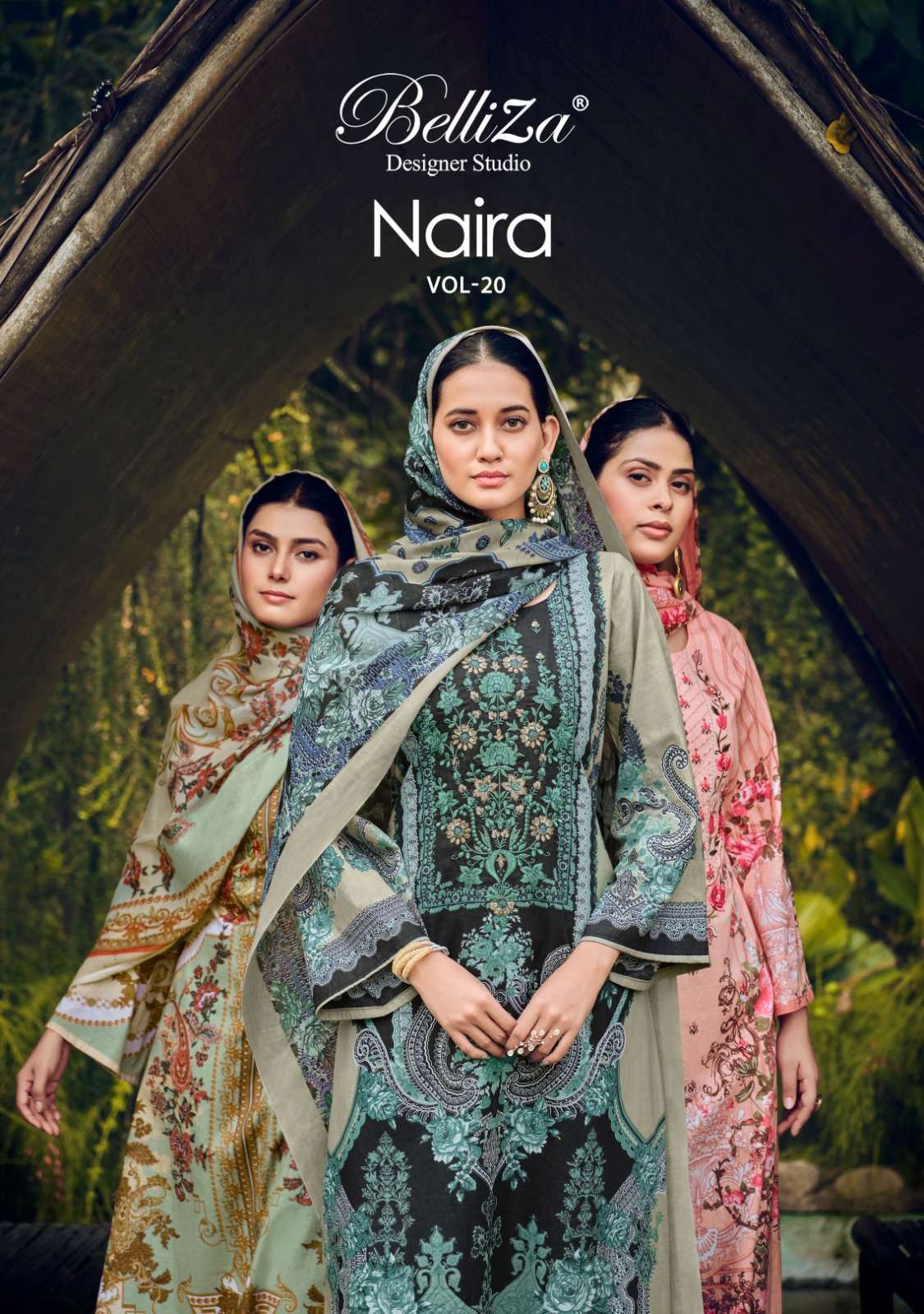 NAIRA VOL-20 BY BELLIZA 843-001 TO 843-008 SERIES COTTON EMBROIDERY DRESSES