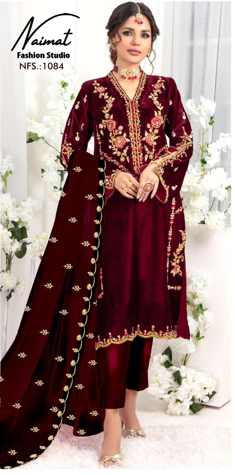 NFS 1084 COLOURS BY NAIMAT FASHION STUDIO PURE 9000 VELVET  PAKISTANI DRESSES