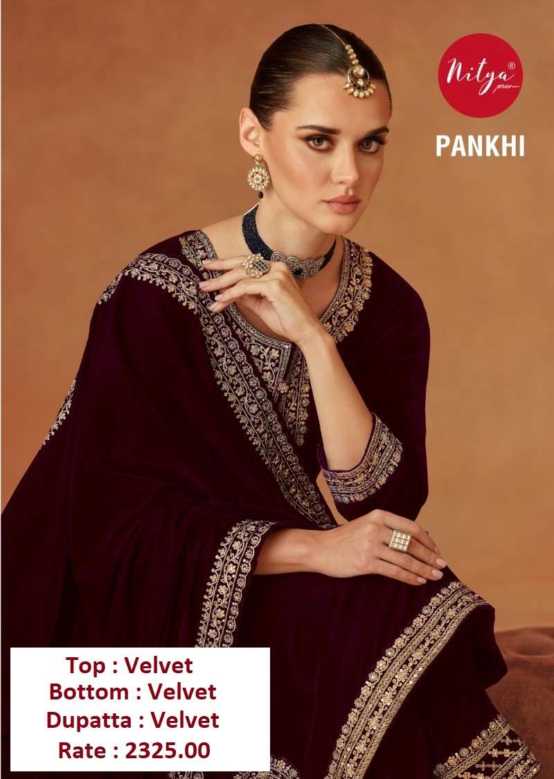 NITYA PANKHI BY LT FABRICS 101 TO 106 SERIES VELVET WORK DRESSES