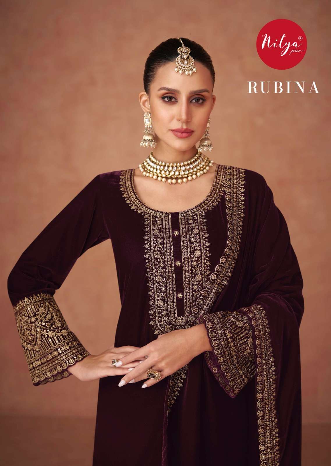 NITYA RUBINA BY LT FABRICS 401 TO 406 SERIES VELVET WORK DRESSES