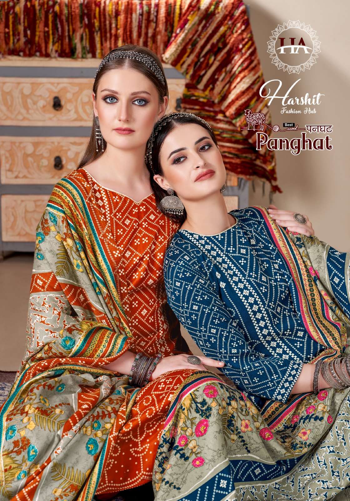 PANGHAT BY ALOK SUITS 1368-001 TO 1368-008 SERIES VISCOSE PASHMINA PRINTED DRESSES