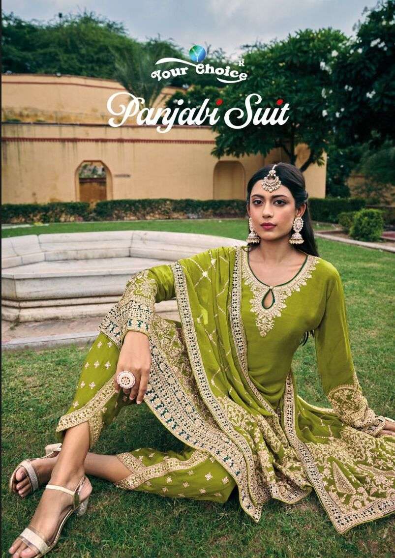 PANJABI SUIT BY YOUR CHOICE 1001 TO 1004 SERIES HEAVY CHINON STITCHED DRESSES