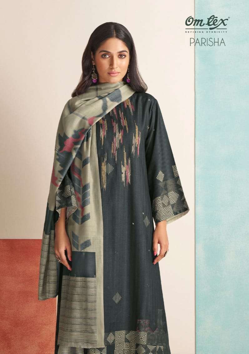 PARISHA BY OMTEX DESIGNER PURE PASHMINA PRINT WITH EMROIDERY DRESSES