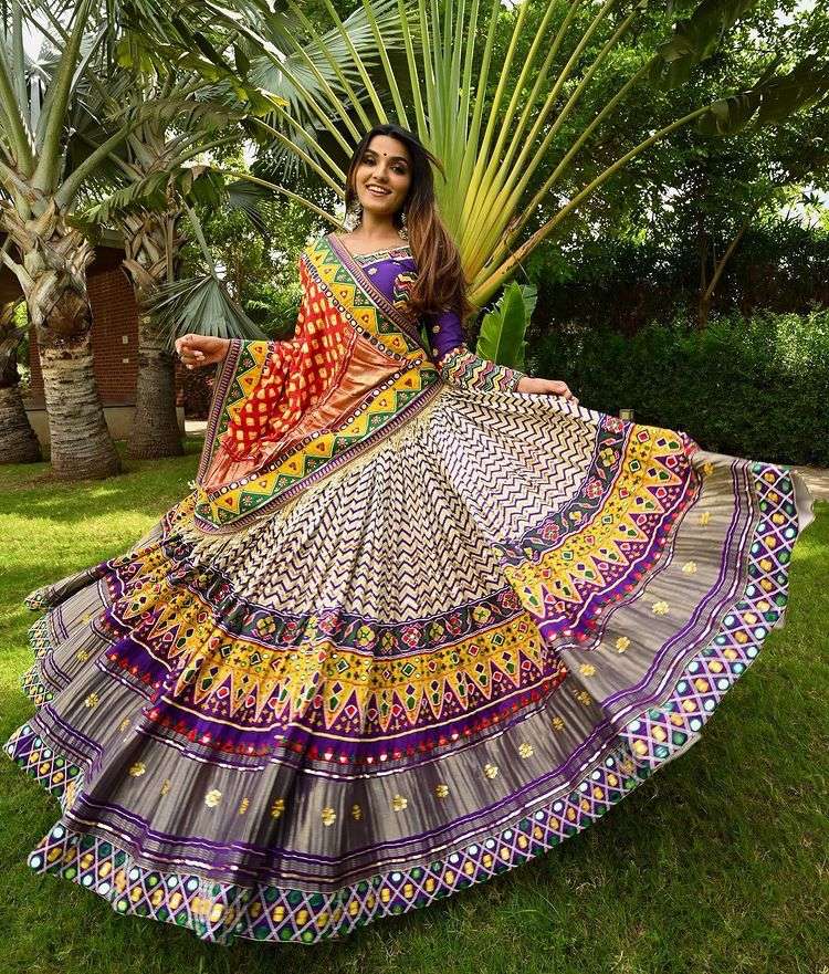 PC-1309 BY ASLIWHOLESALE DESIGNER FANCY BUTTER SILK NAVRATRI LEHENGAS