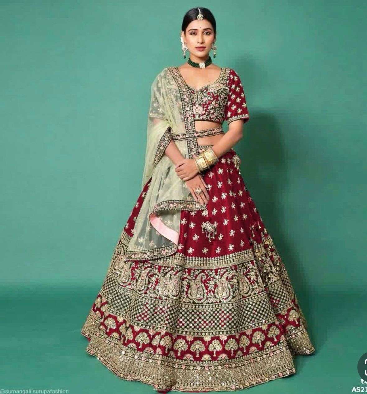 PC-74 BY ASLIWHOLESALE DESIGNER FANCY MALAY SATIN LEHENGAS