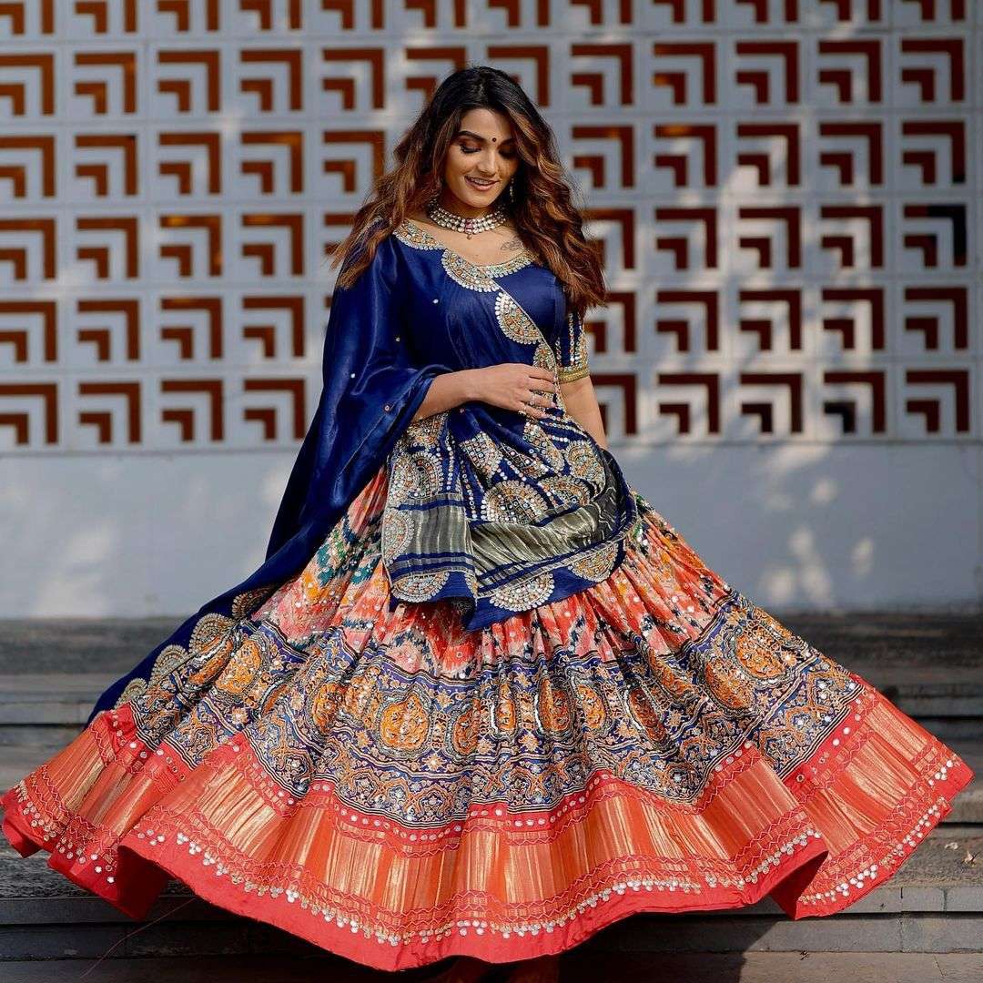 PC NAVRATRI COLLECTION-2 BY ASLIWHOLESALE DESIGNER FANCY BUTTER SILK LEHENGAS