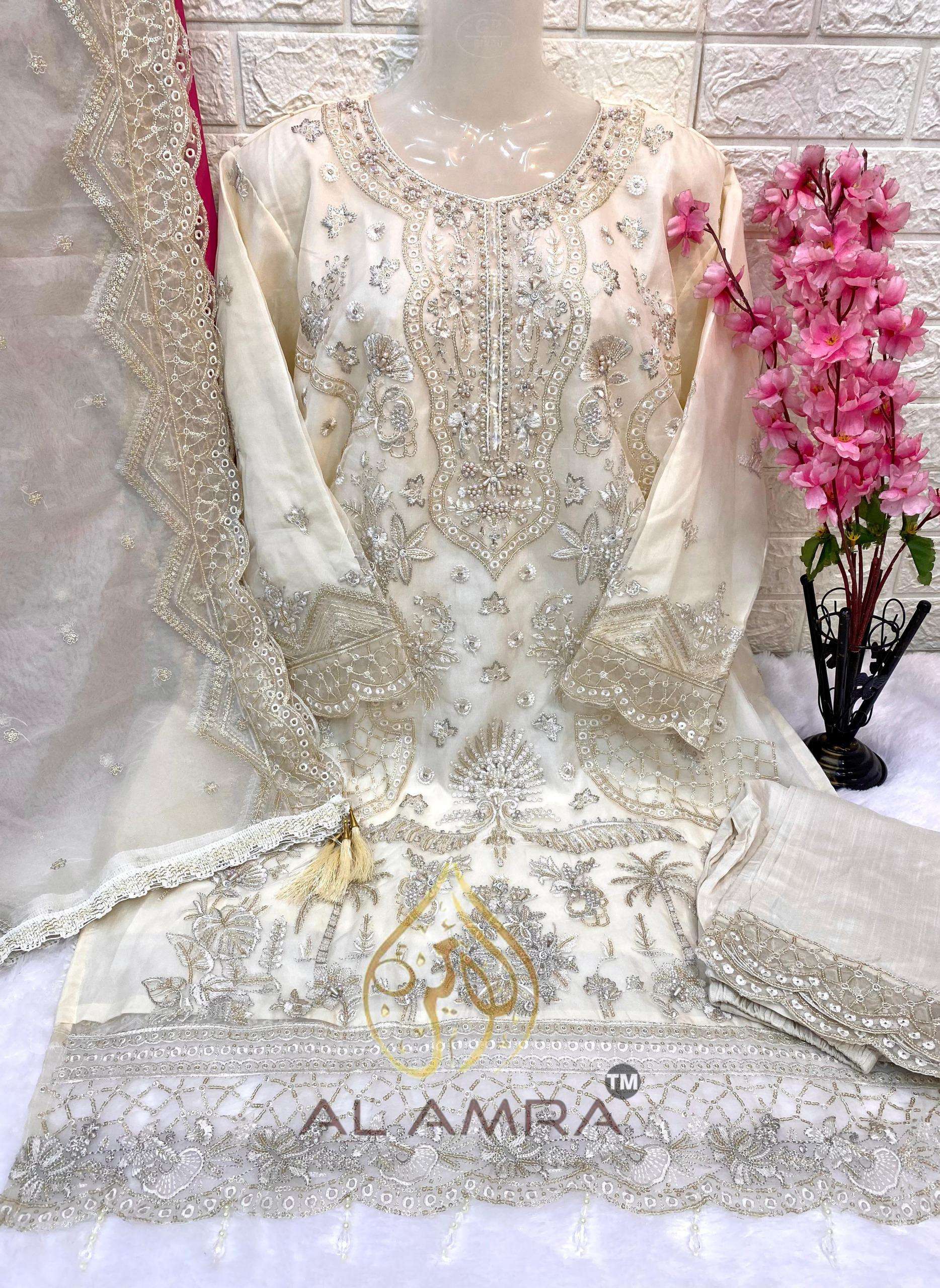 R-04 HIT DESIGN BY AL AMRA HEAVY ORGANZA EMBROIDERY PAKISTANI DRESSES